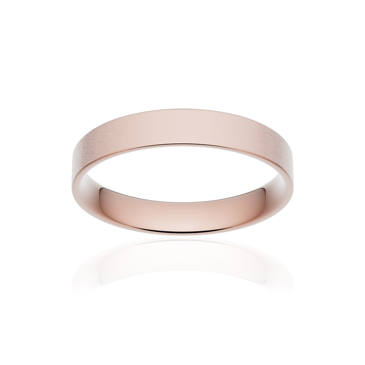 Alliance or 750 rose givré ruban plat confort 3,5mm