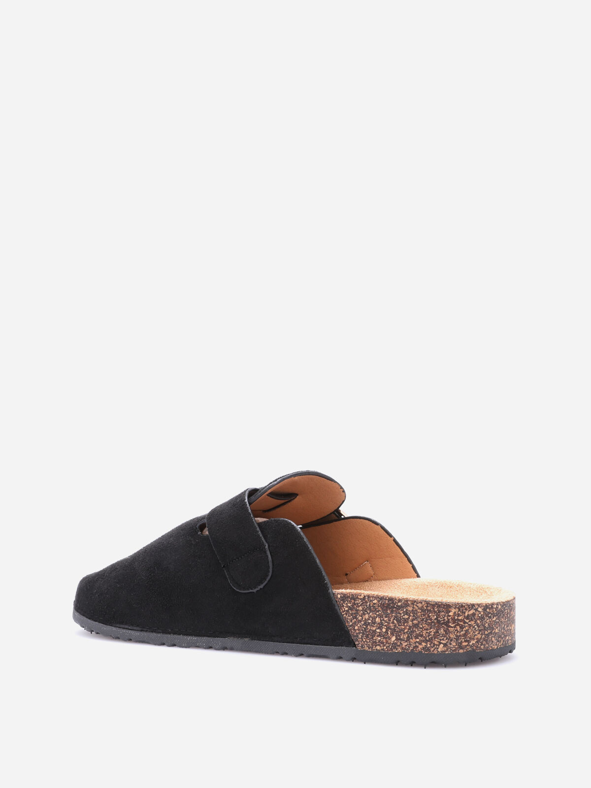 Mules plates à boucle dorée- Noir