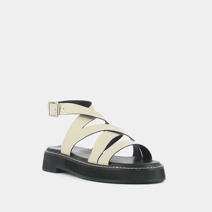 Sandales à brides croisées  en cuir écru