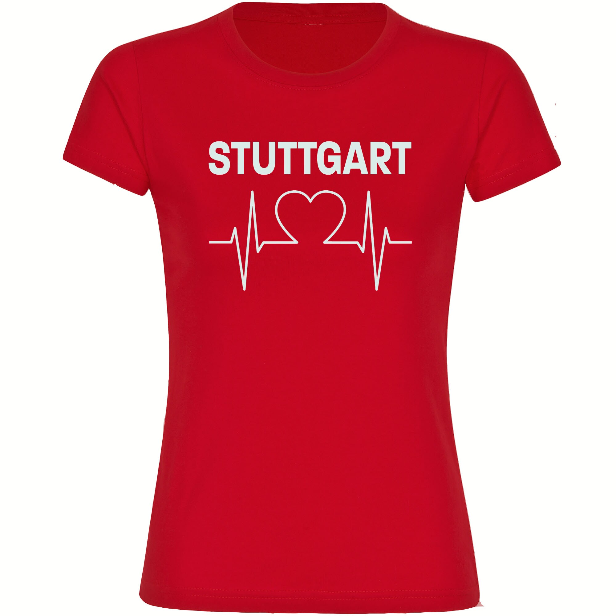 multifanshop® Damen T-Shirt - Stuttgart - Herzschlag - Druck weiß