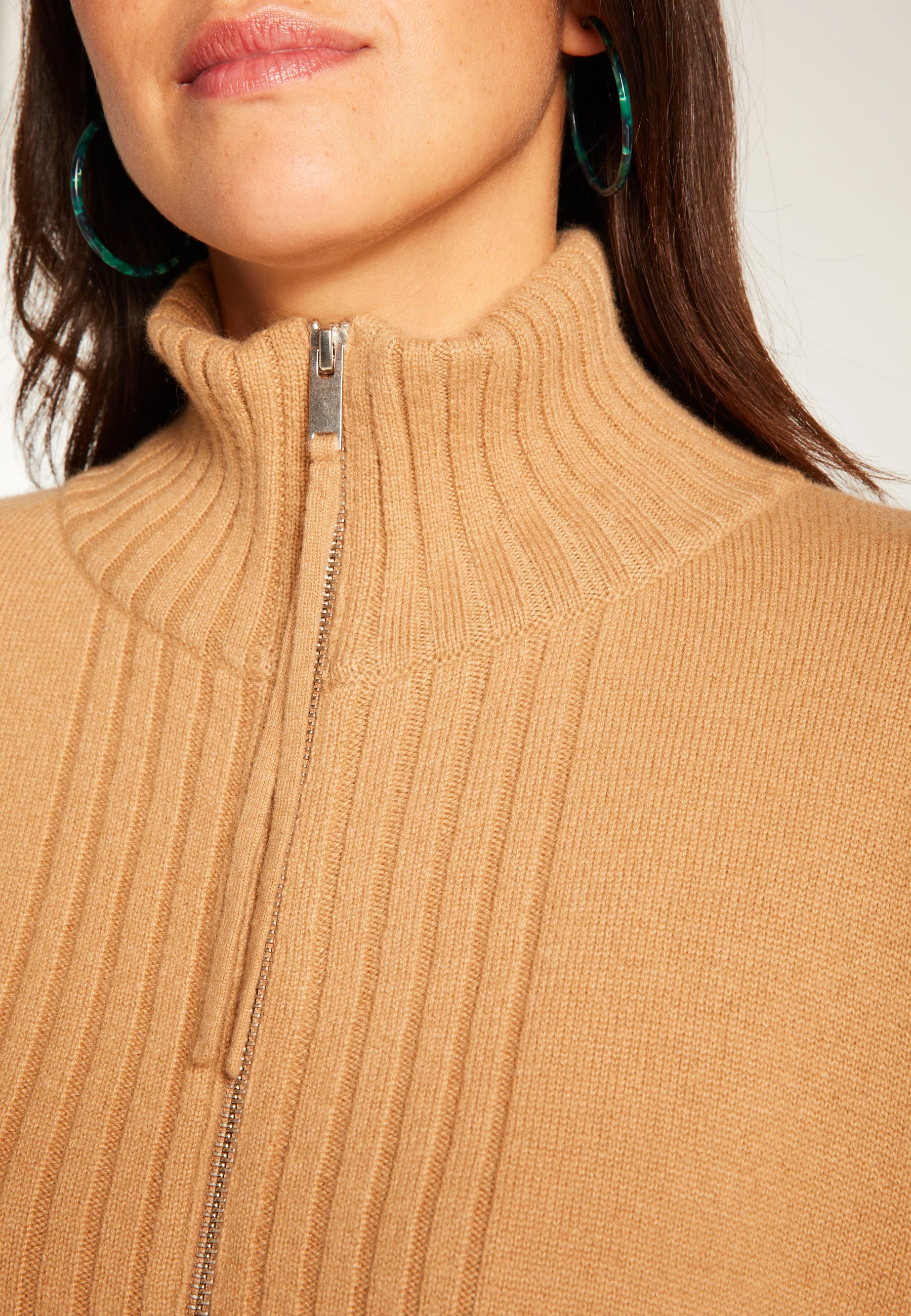 AGNES DUO - Gilet zippé en cachemire | Marron