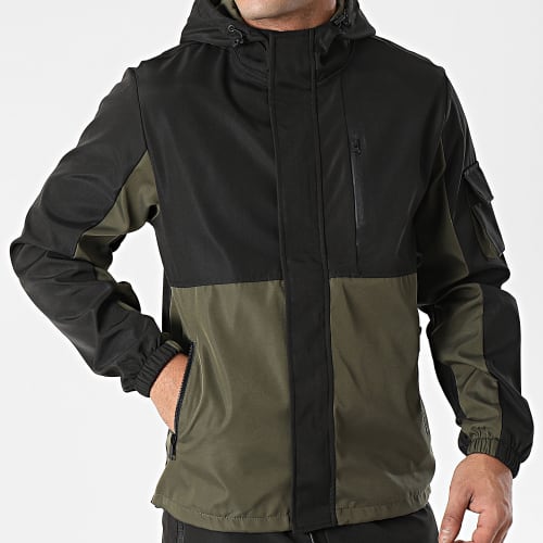 Ensemble Veste Zippée Et Pantalon Cargo Noir Vert Kaki