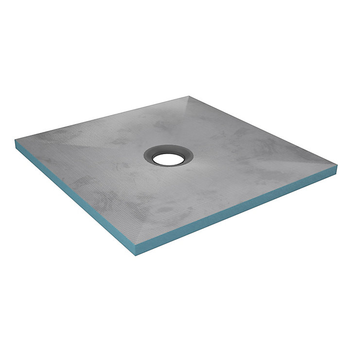 Receveur de douche extra-plat 90 x 90 cm, bonde centrale, gris, Galedo Showerplate