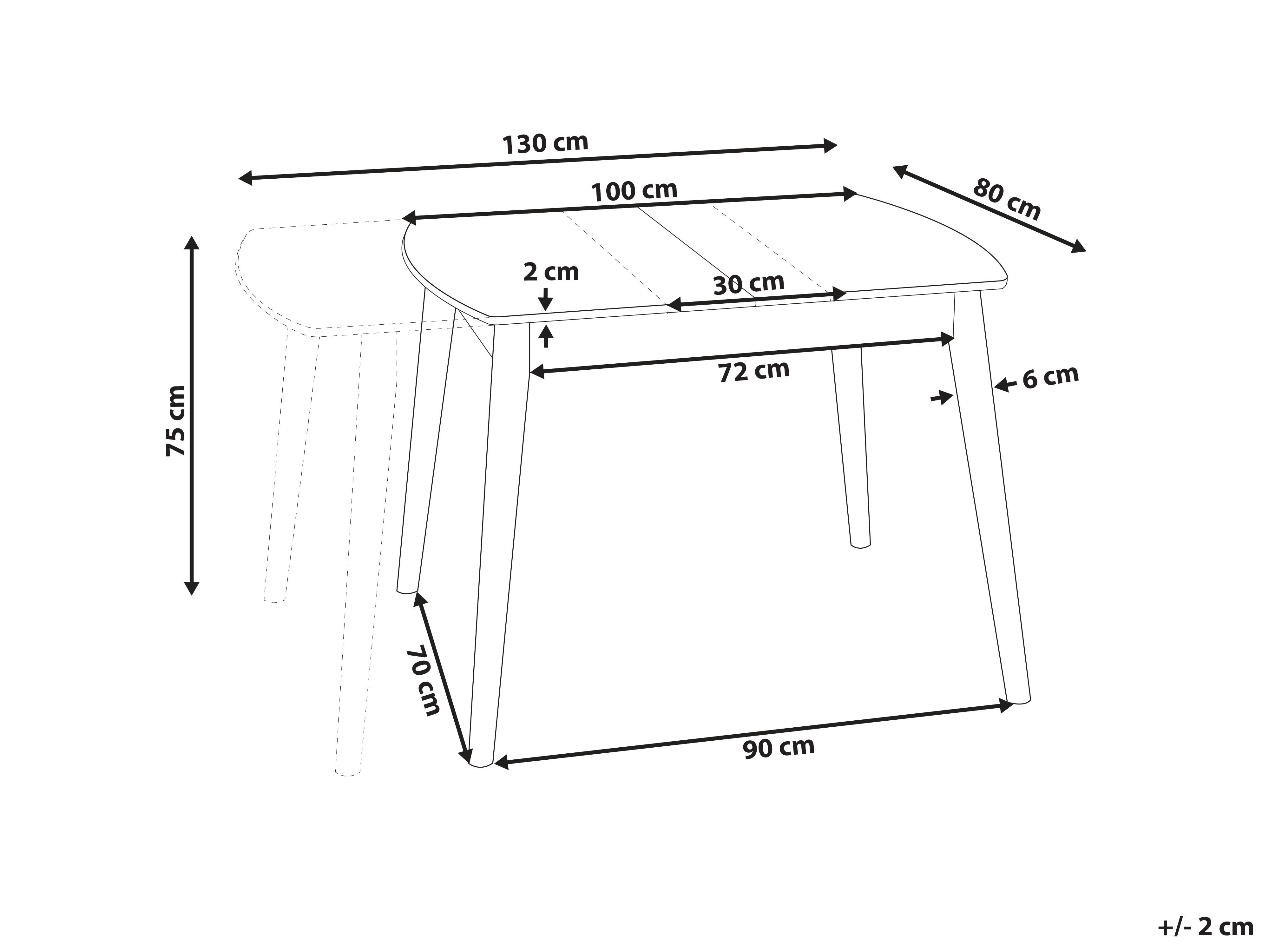 Eettafel uitschuifbaar TOMS Donkerbruin 80 cm 100/130 cm
