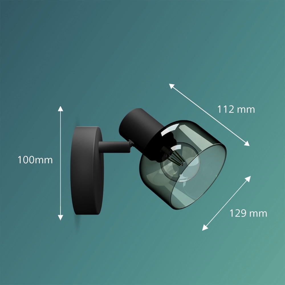 Sleet wand- en plafondlamp in zwart-transparant en zwart E14