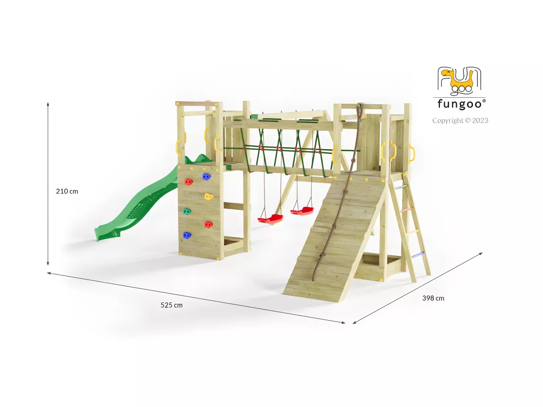 Aire de jeux Funny 3 avec balançoire double - Fungoo