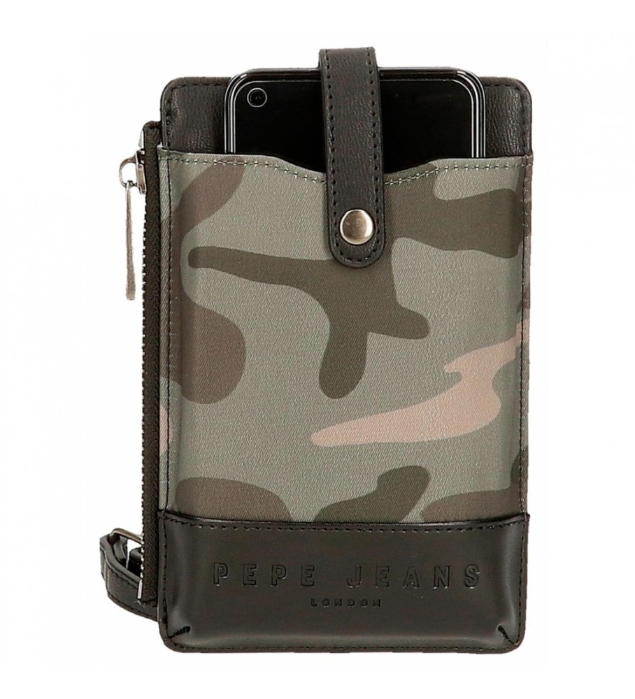 Bolsa de ombro para celular camuflada Pepe Jeans - 10,5 x 16,5 x 1 cm -
