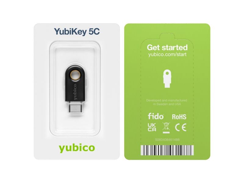 Yubico YubiKey 5C FW 5.7 USB-C, 1 Stück YubiKey 5-Serie: Der Sicherheitsschlüssel mit Unterstützung mehrerer Protokolle