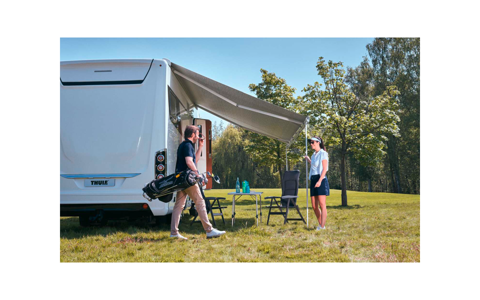 Thule Omnistor 9200 Dachmarkise Cream Beige Tuchfarbe Mystic Grau Länge 4 m