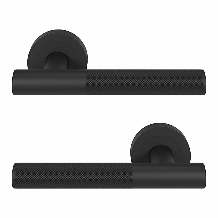 Ensemble poignée sur rosace rond à visser GoodHome Irus mat noir Ø50mm