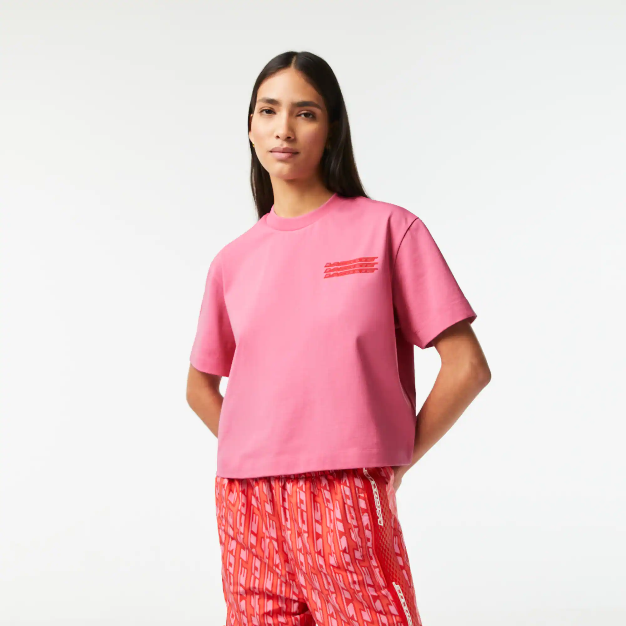 Damen LACOSTE T-Shirt aus Baumwolle in Übergröße T-Shirts - Rosa - Lacoste - Damen