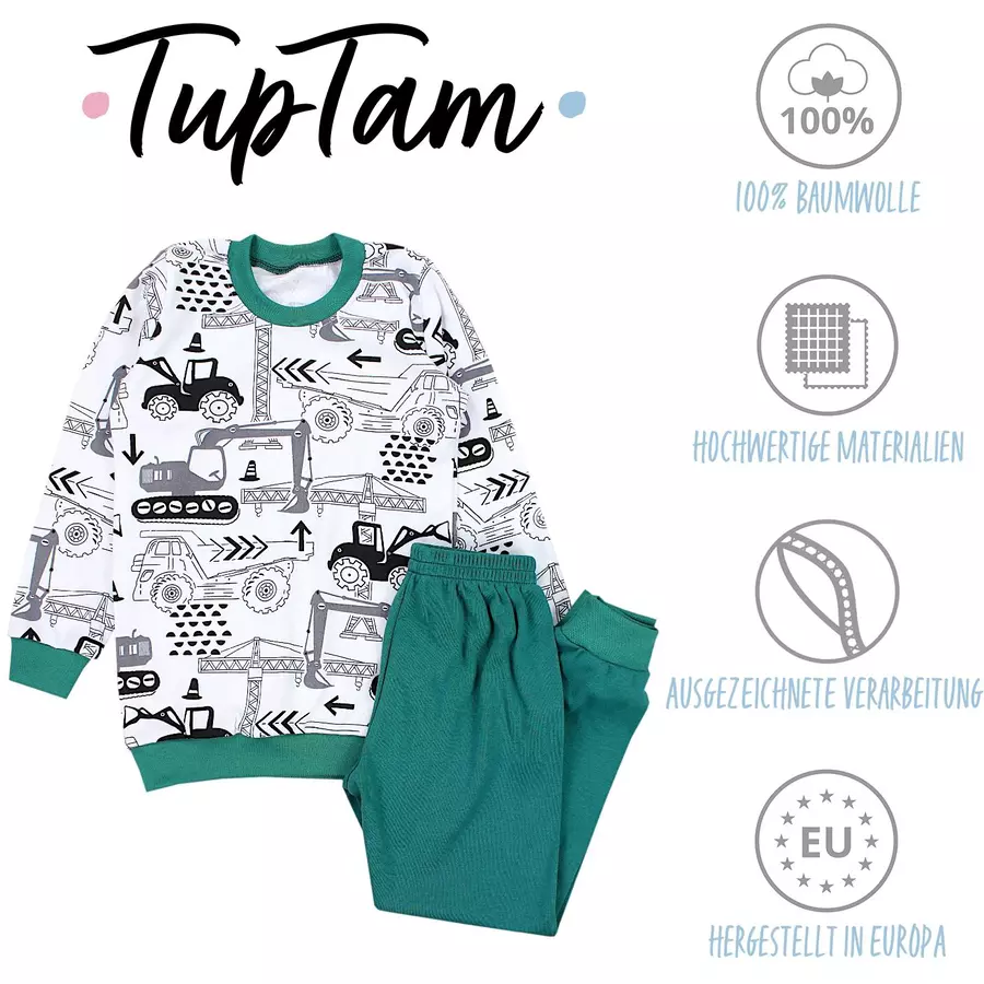 TupTam Kinder Jungen Pyjama Set Langarm 2-teilig grün