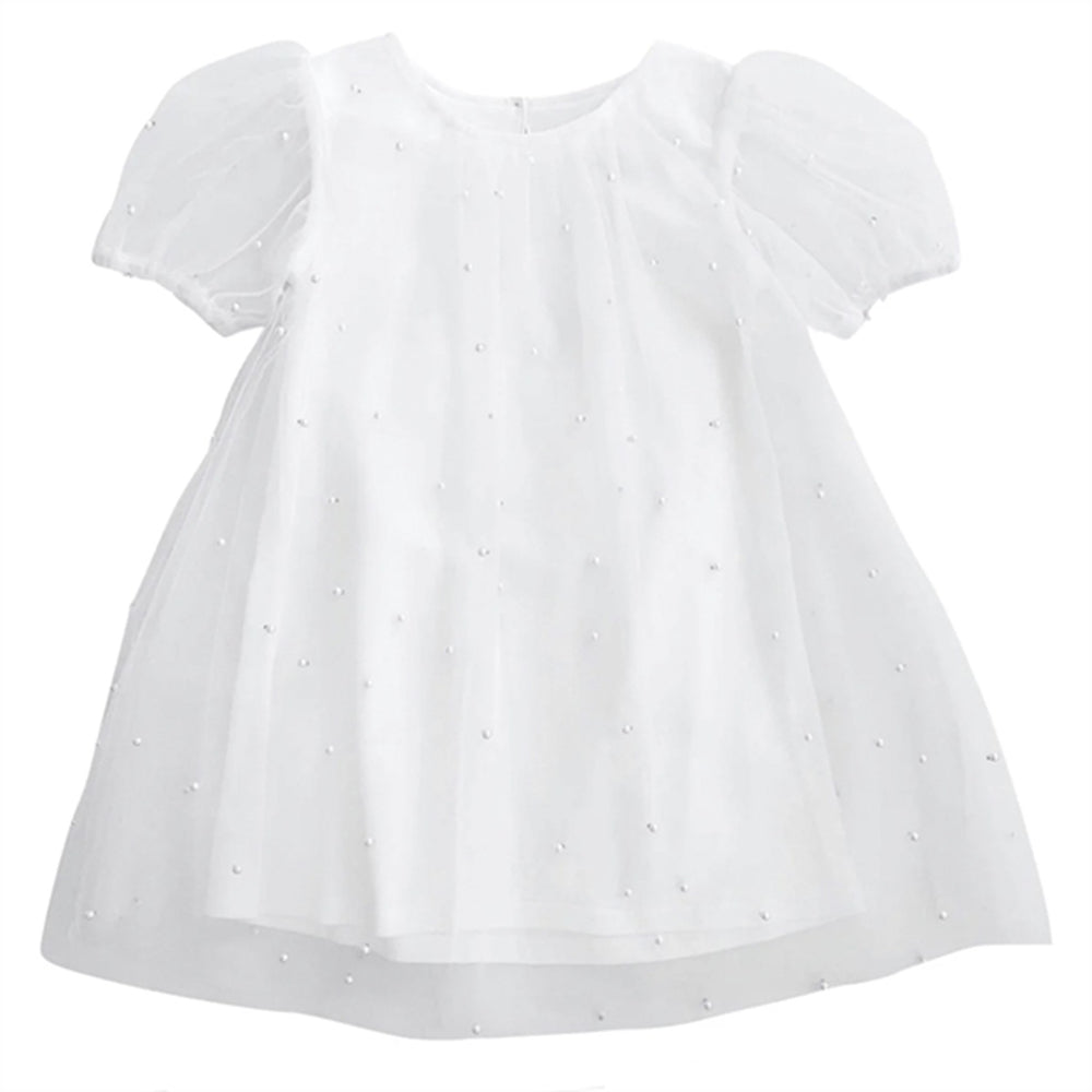 Pearl Tulle Puff Aline Kjole White
