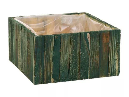 Ensemble de 2 paniers carrés en bois verts