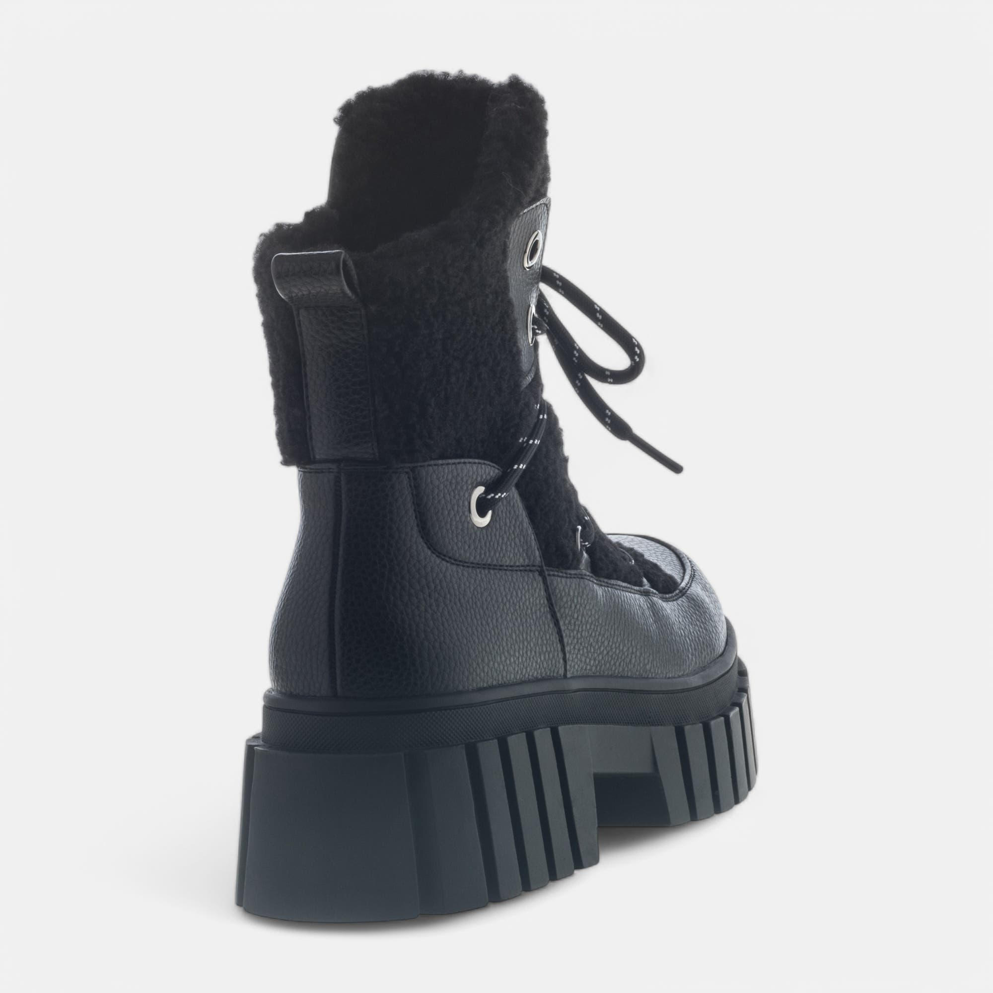 Bottines à lacets à talon compensé Femme noir