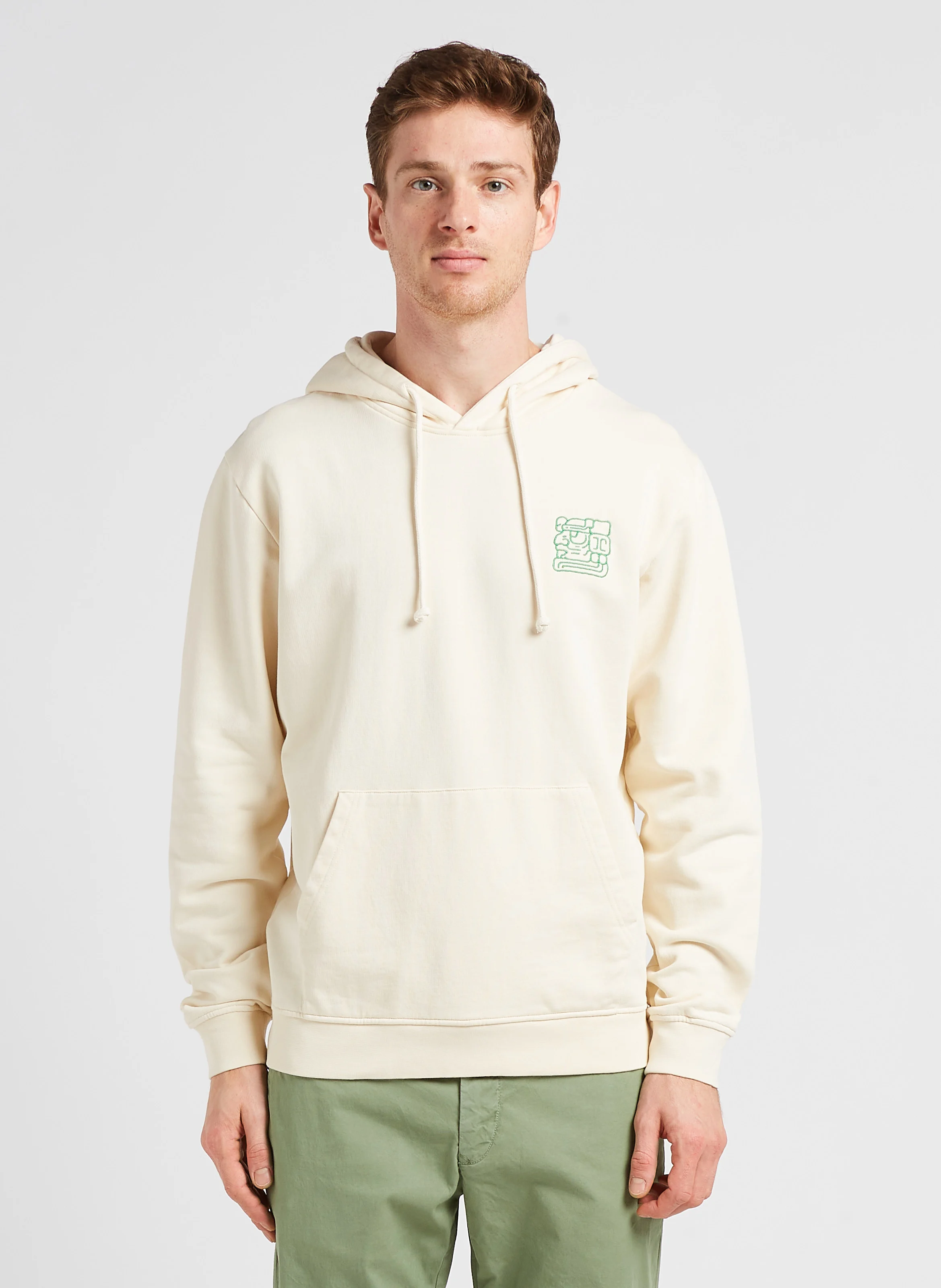 TIKAL - Sweat à capuche regular-fit brodé en coton bio | Blanc