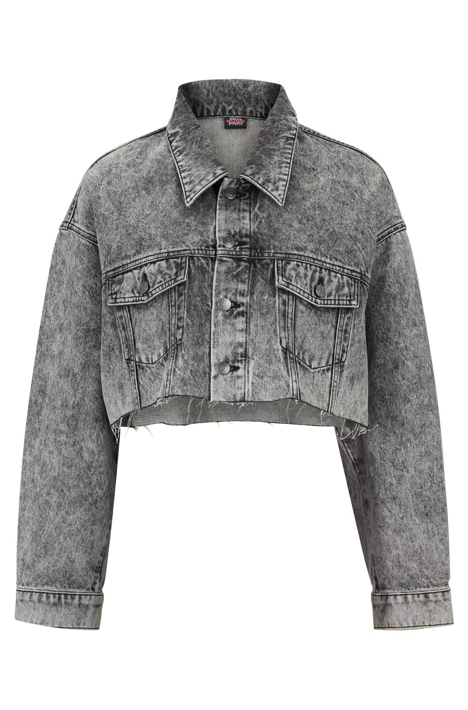 Jaqueta jeans cropped de modelagem relaxada HUGO Red-HUGO x Bella Poarch