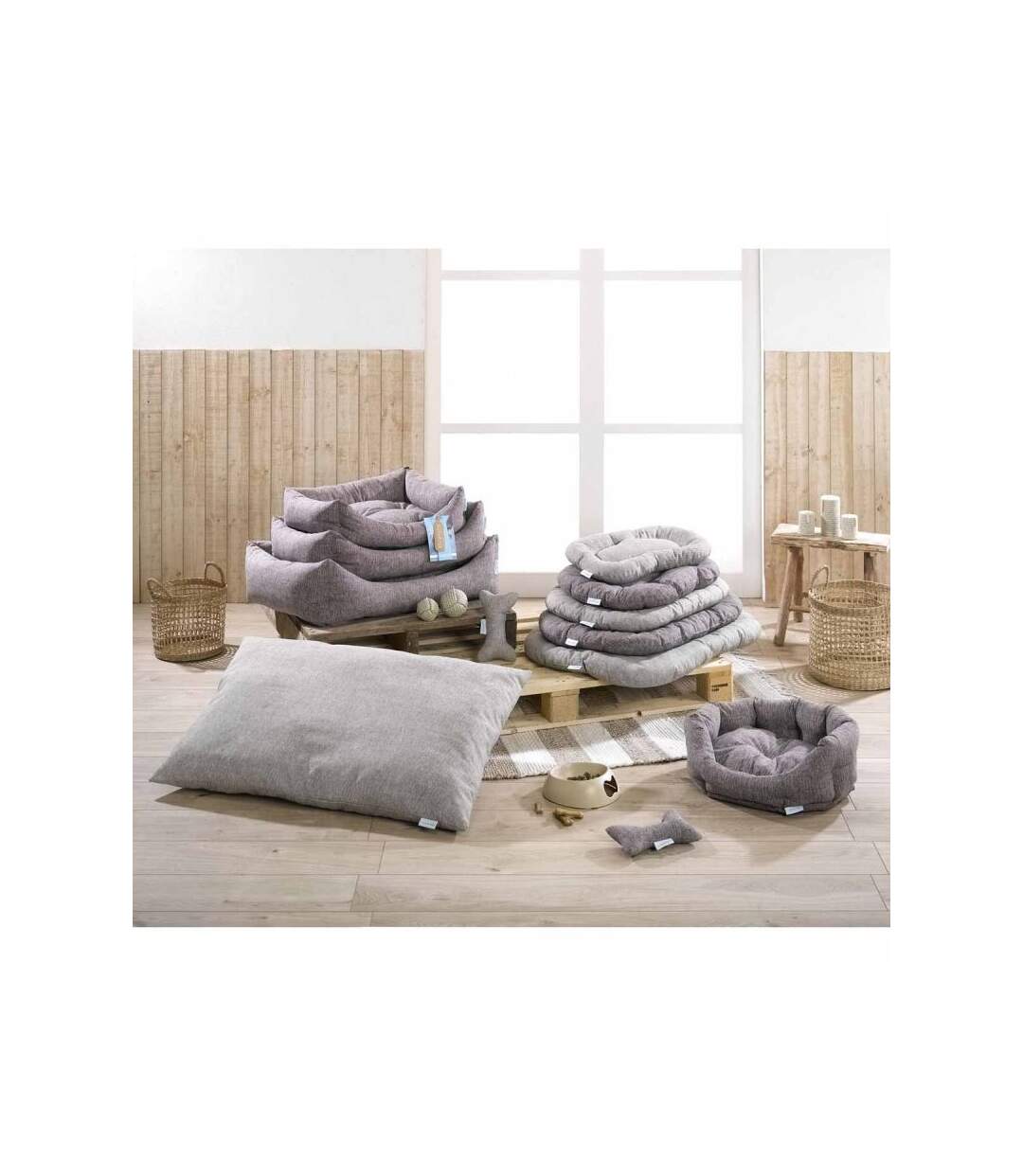 Paris Prix - Panier Rond Pour Chien & Chat eco Blu 55cm Lin