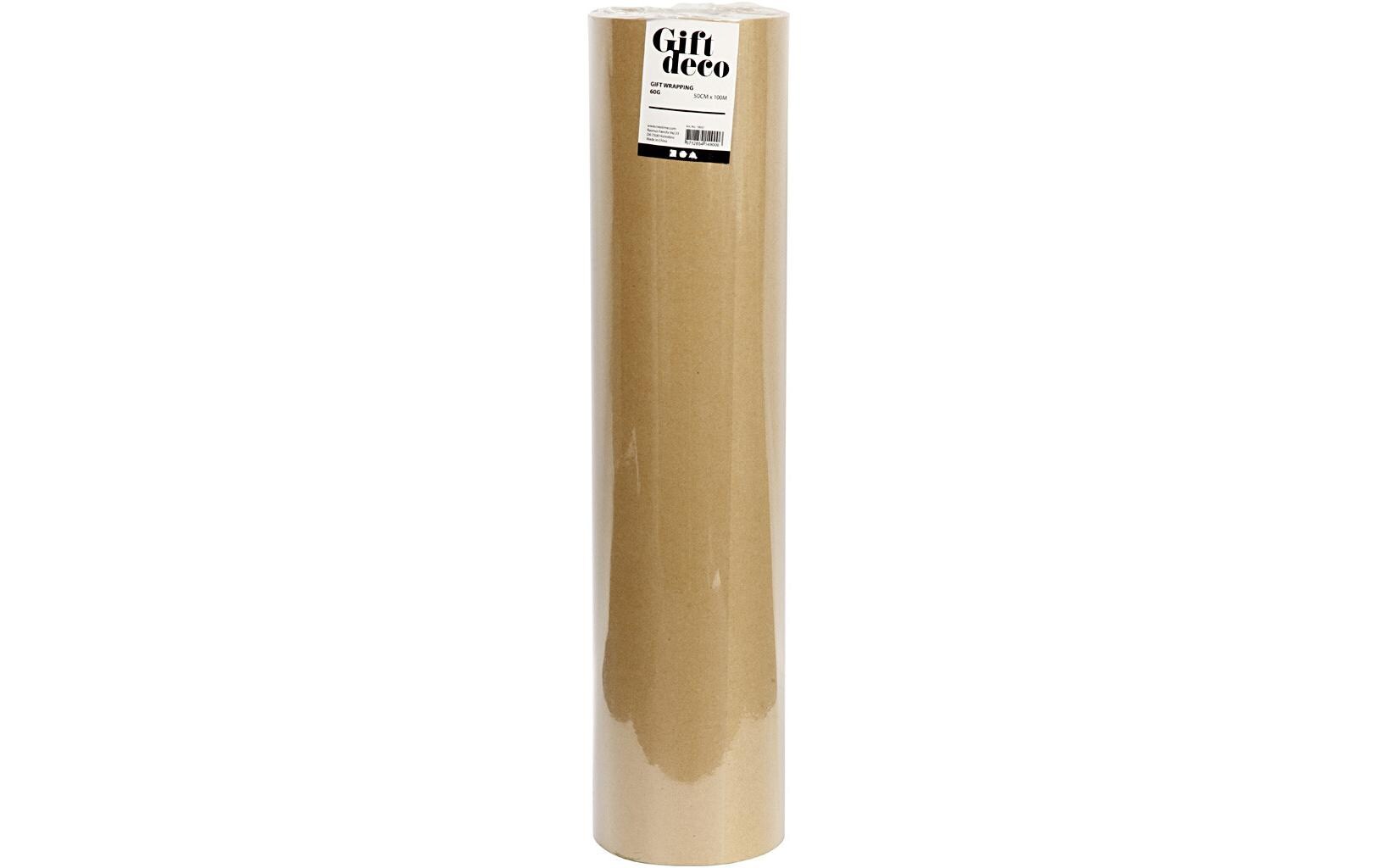 Geschenkpapier Natur, 50 cm x 100 mGeeignet als Geschenkverpackung oder Einfasspapier für Bücher