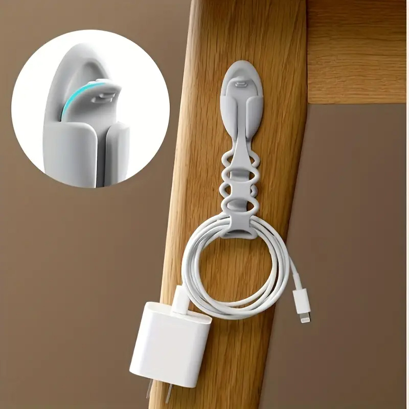 (2er Set) Selbstklebende Silikon Kabelhalter Vielzweck Kabelführung Organizer - Weiss