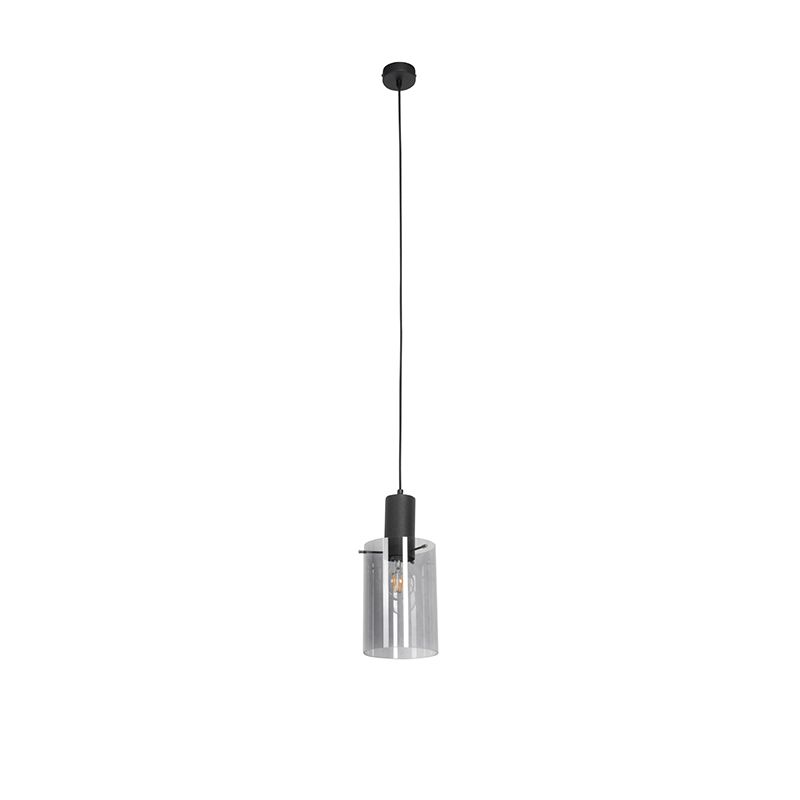 Vintage hanglamp zwart met smoke glas - Vidra