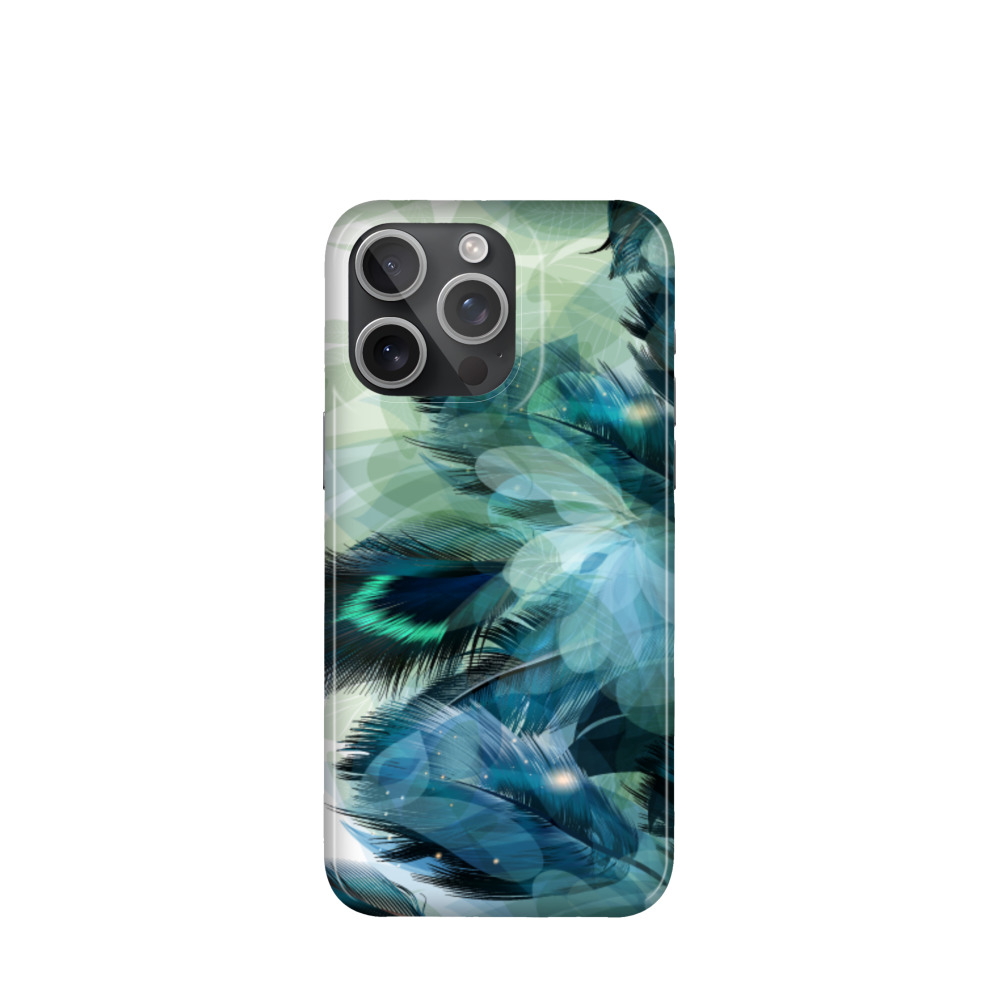 iPhone 15 Pro Max Kunststoff Hülle Pfauenhauch - Grün