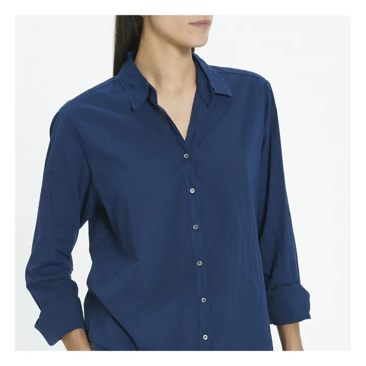 Xirena Chemise Beau Popeline de Coton | Bleu marine