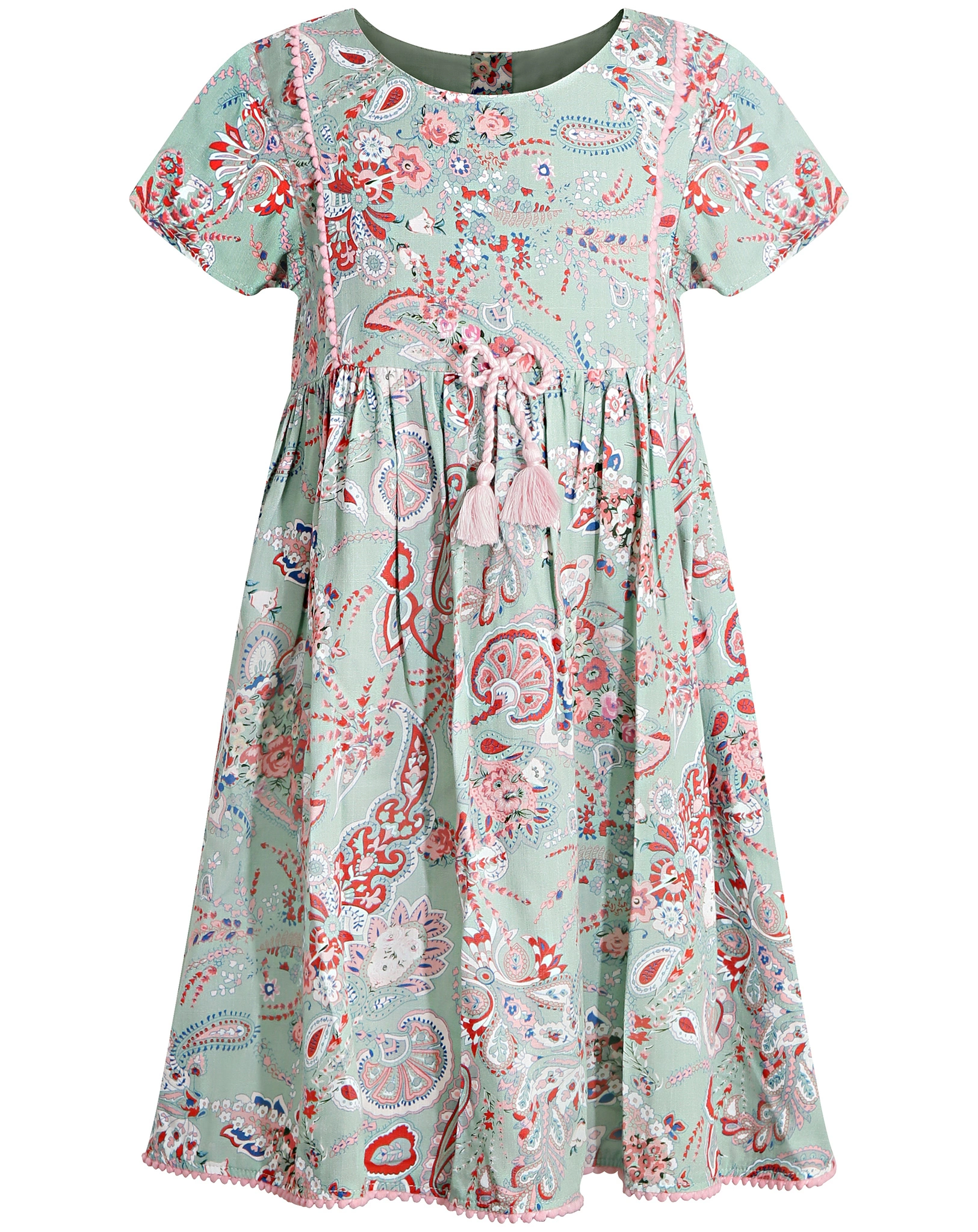 Kurzarm-Kleid FLORAL in green