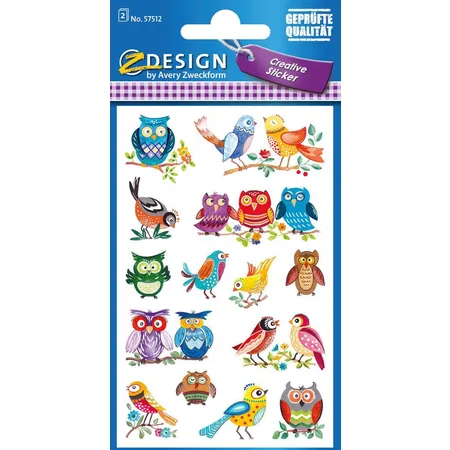 Avery Zweckform Z-Design 57512 Deko Sticker, Eulen, 2 Bogen/28 Sticker
