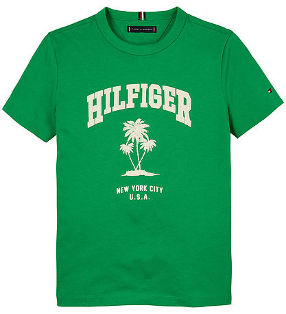Tommy Hilfiger T-Shirt - Palm Print - Strahlend Green
