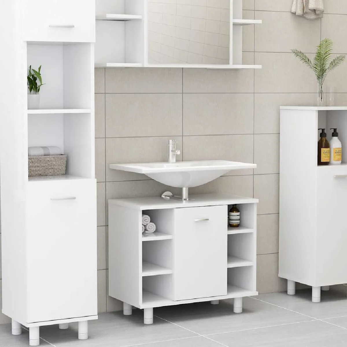 vidaXL Armoire Salle de Bain Blanc