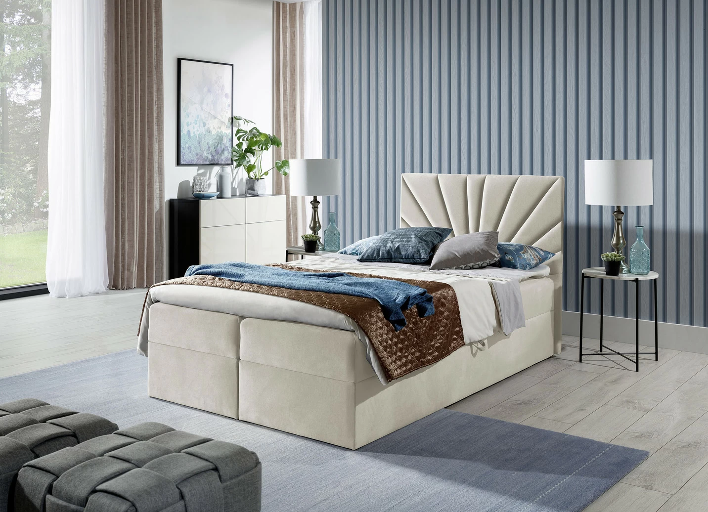 Boxspringbett mit abnehmbaren Topper