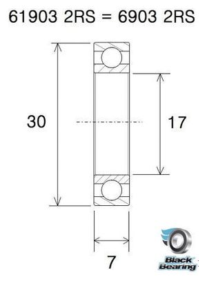Roulement Black Bearing 61903-2RS 17 x 30 x 7 mm