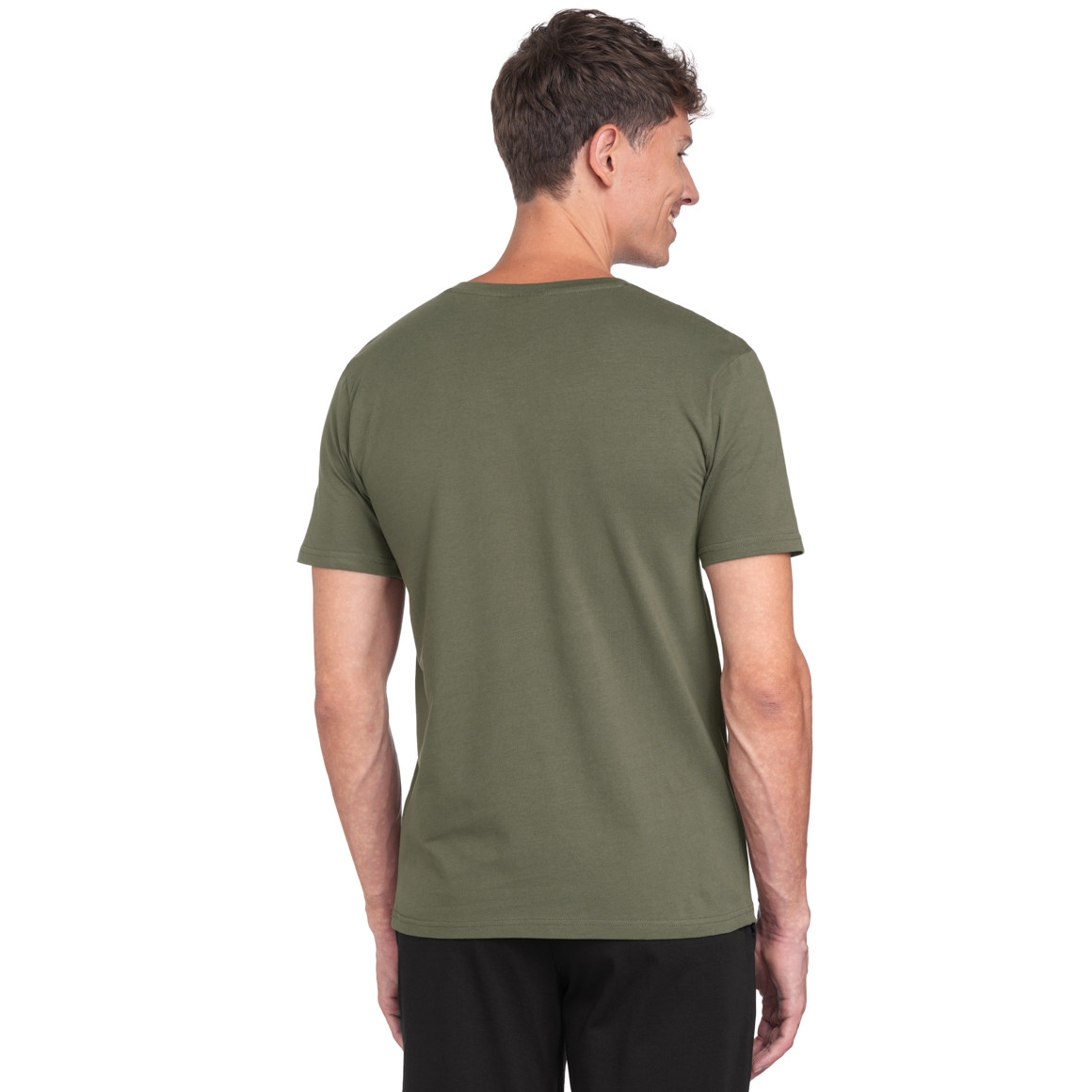 VanVaan Herren T-Shirt mit Serafino-Ausschnitt dunkelgrün