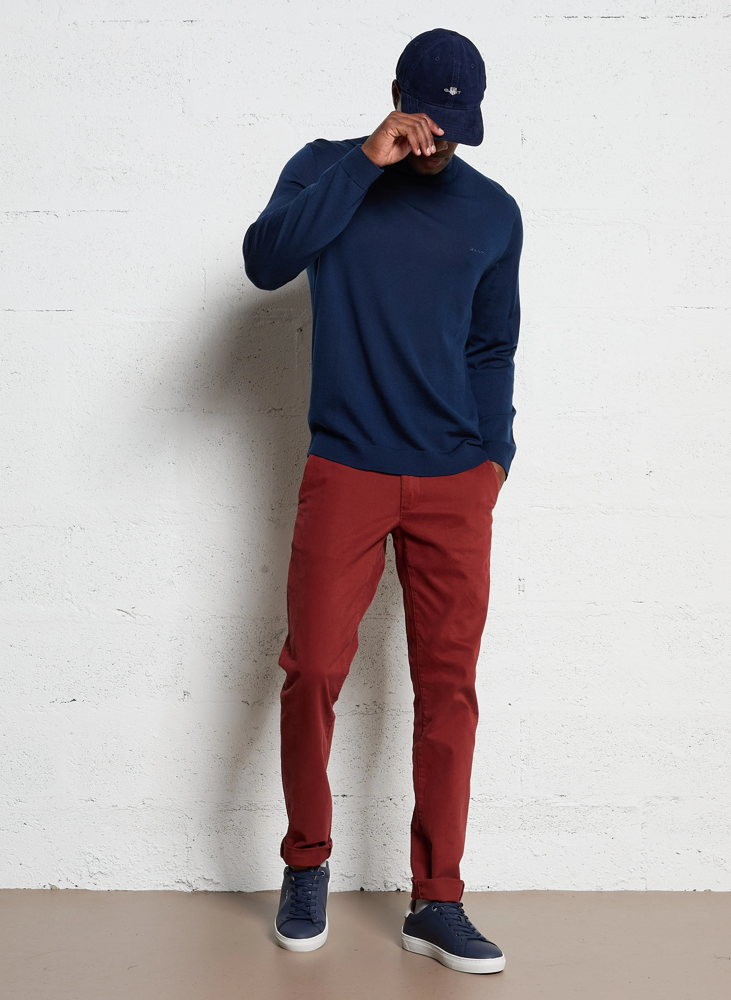 Pantalon slim en coton mélangé | Rouge