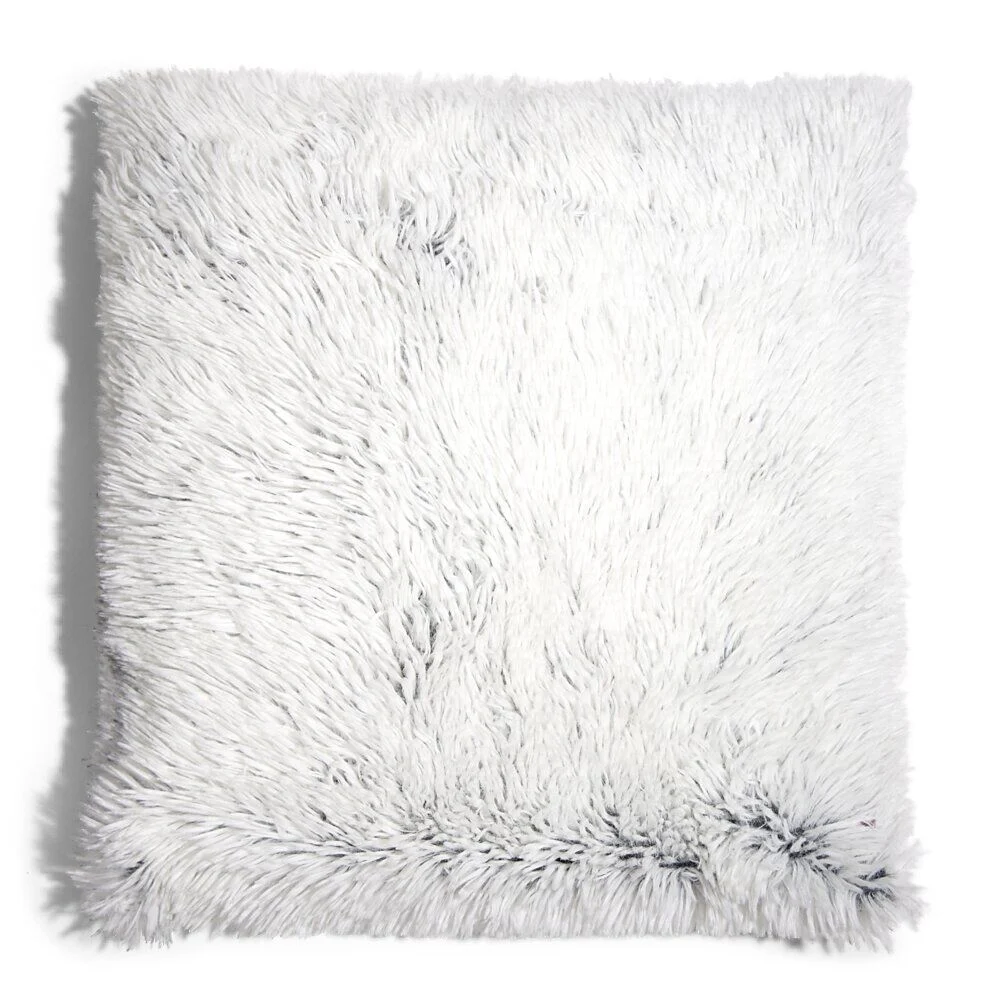 Housse de coussin imitation fourrure grise 45x45cm