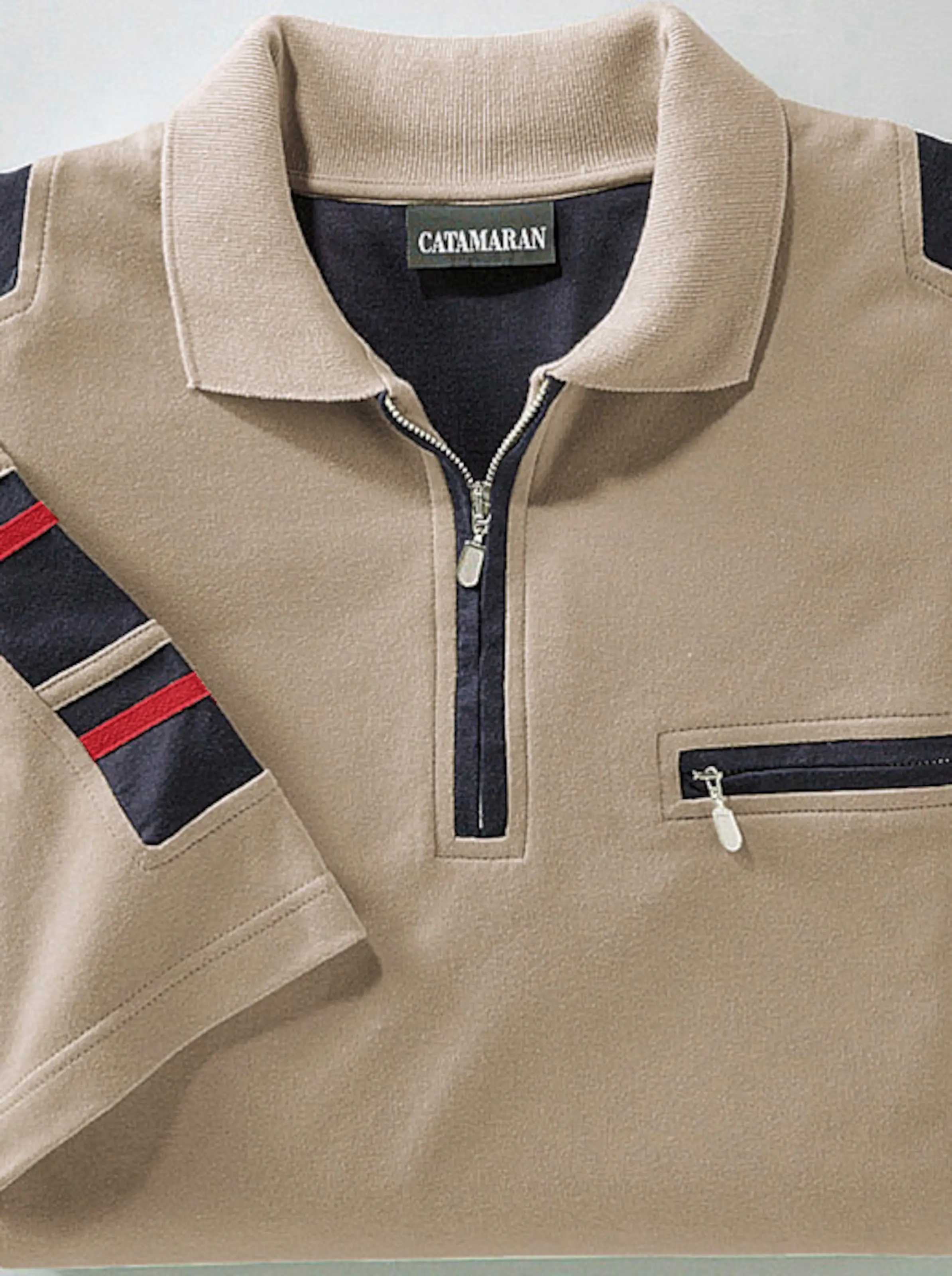 Catamaran Kurzarm-Poloshirt in beige