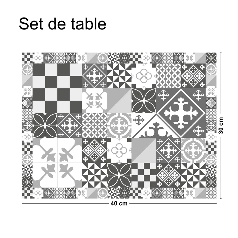 Lot de 4 sets de table L 40xl 30cm - CIMENT STYLE GRIS 99deco
