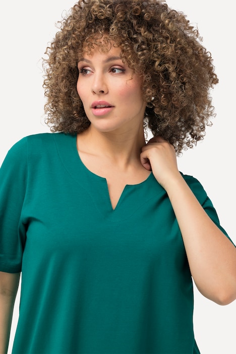 T-Shirt, A-Linie, Tunika-Ausschnitt, Halbarm