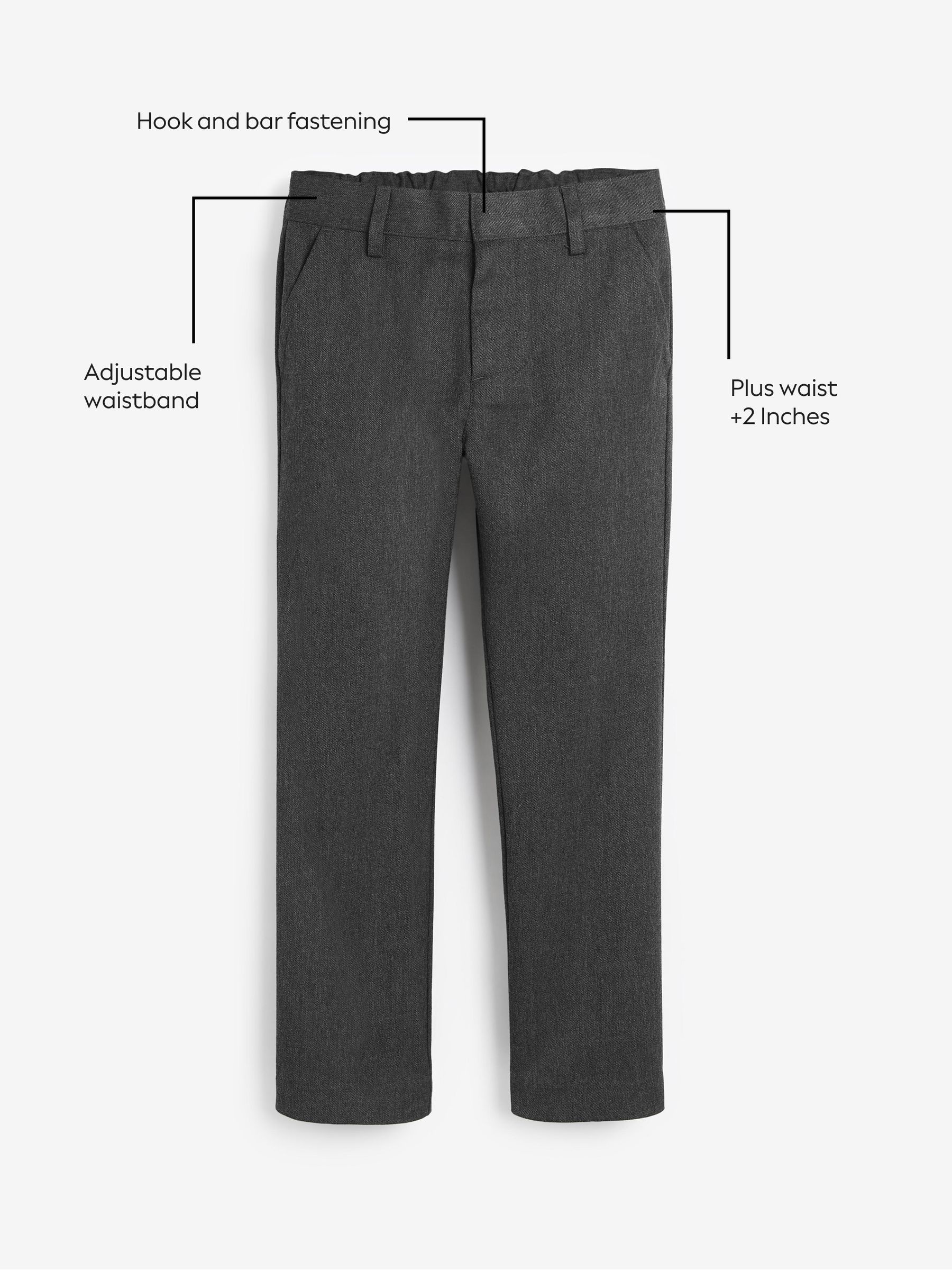 Grijs - Schoolbroek met rechte pijpen (3-17jaar)