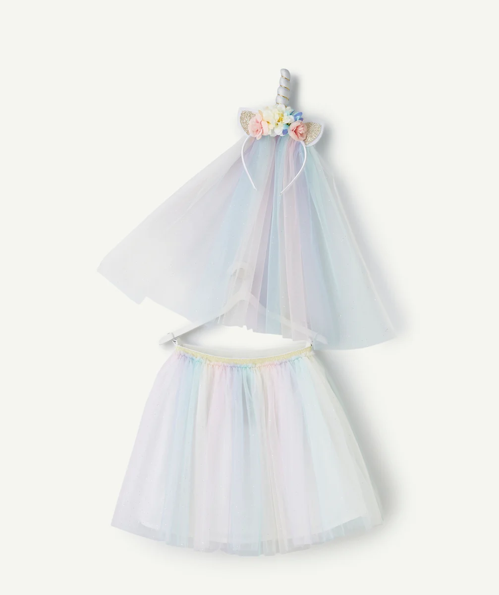 DÉGUISEMENT LICORNE AVEC JUPE ET SERRE-TÊTE EN TULLE PASTEL