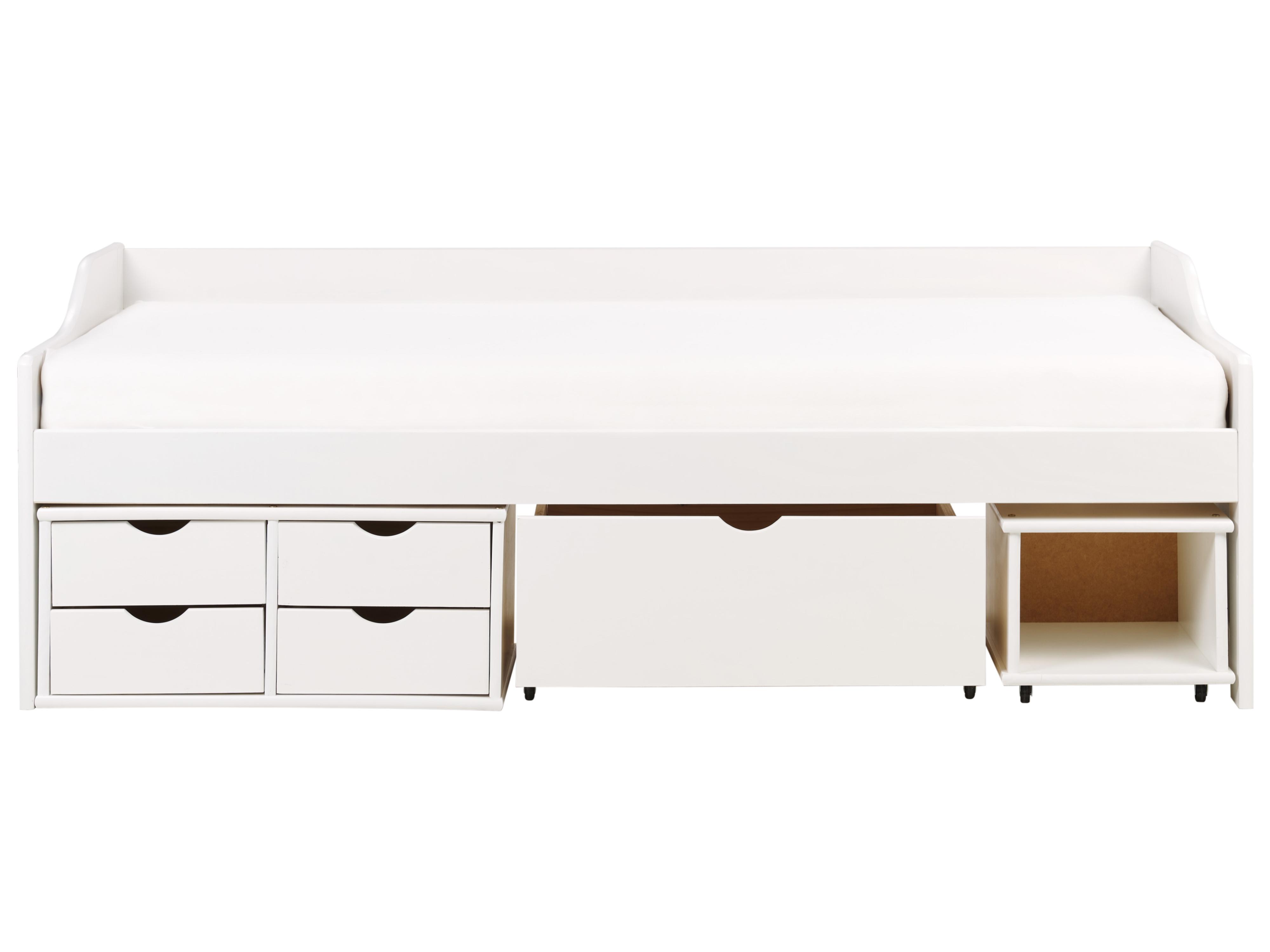 Bedbank met opbergruimte Dennenhout ROYVILLE 90 x 200 cm Wit