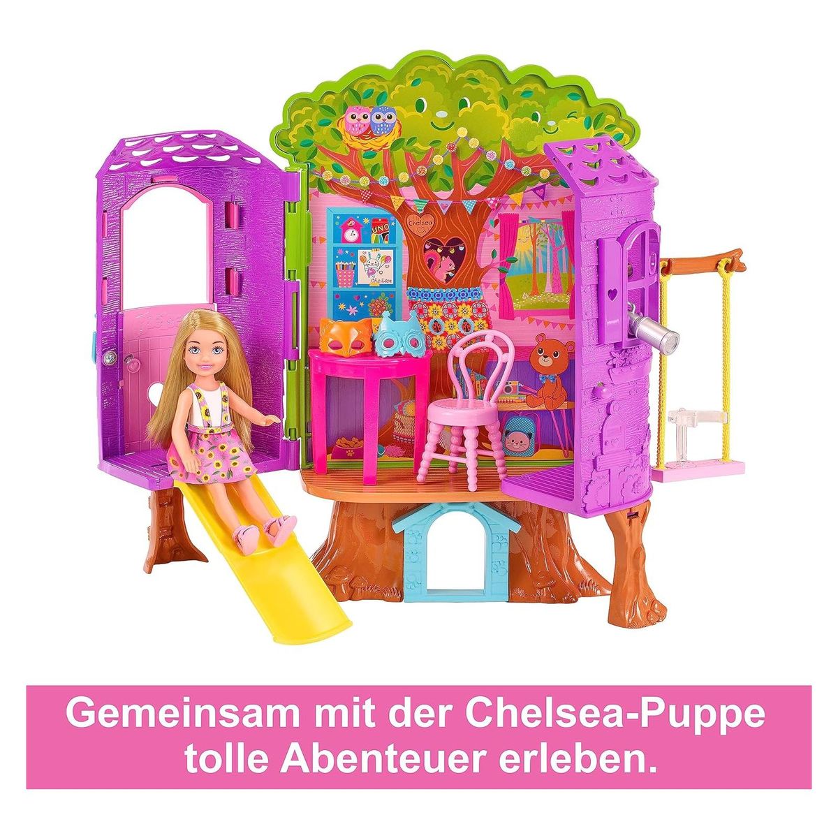 Mattel HPL70 - Barbie Chelsea - Baumhaus Spielset inkl. Puppe und Zubehör