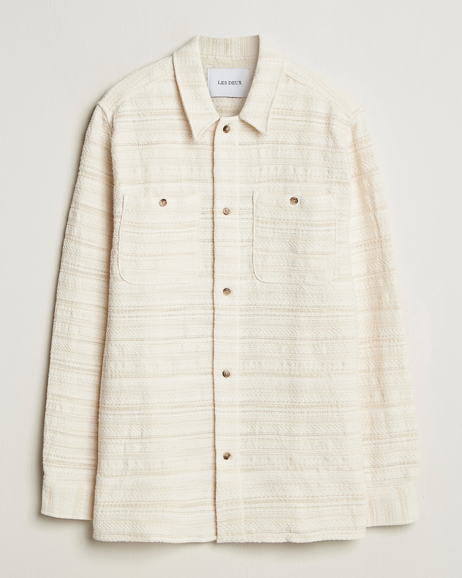 Les Deux Jonas Structure Stripe Overshirt Ivory