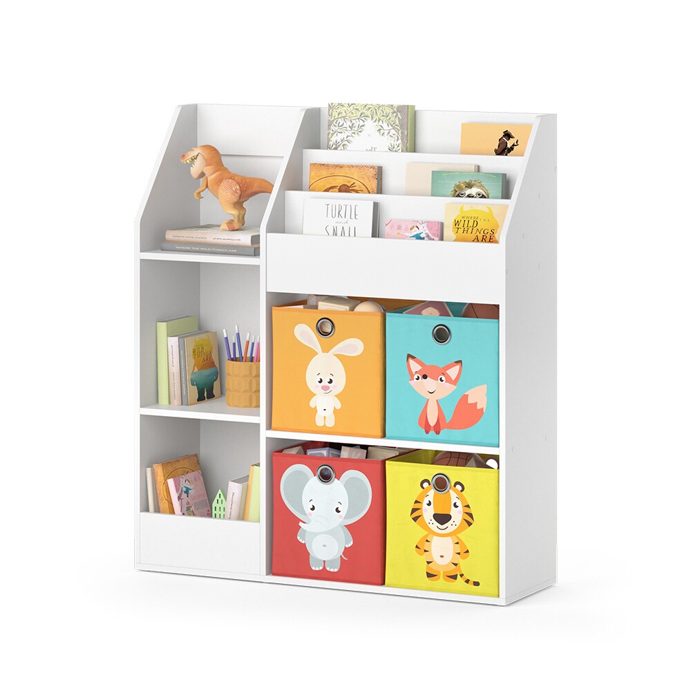 Vicco Kinderregal Bücherregal Wandregal Luigi Weiß 100x114 cm modern Faltbox Kinderzimmer Regal Spielzeugregal Dekoregal Standregal Aufbewahrungsregal Würfelregal Ablage Fach freistehend