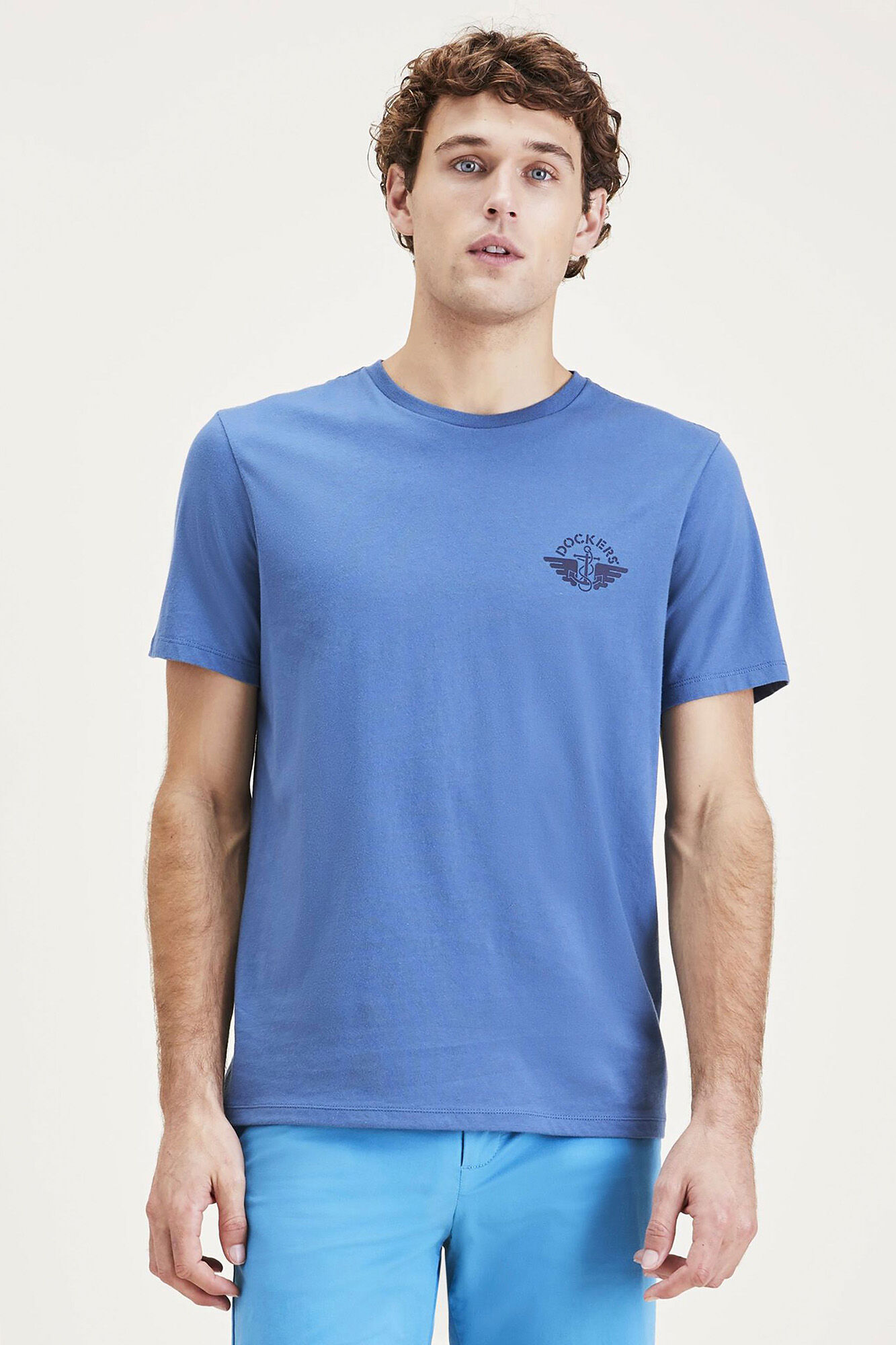 Camiseta Slim Fit com Logo - Azul