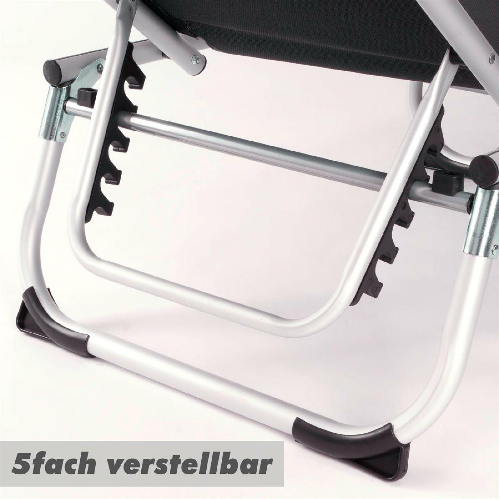 VCM Sonnenliege Sonnendach Schwarz 187x57x30cm Campingliege klappbar