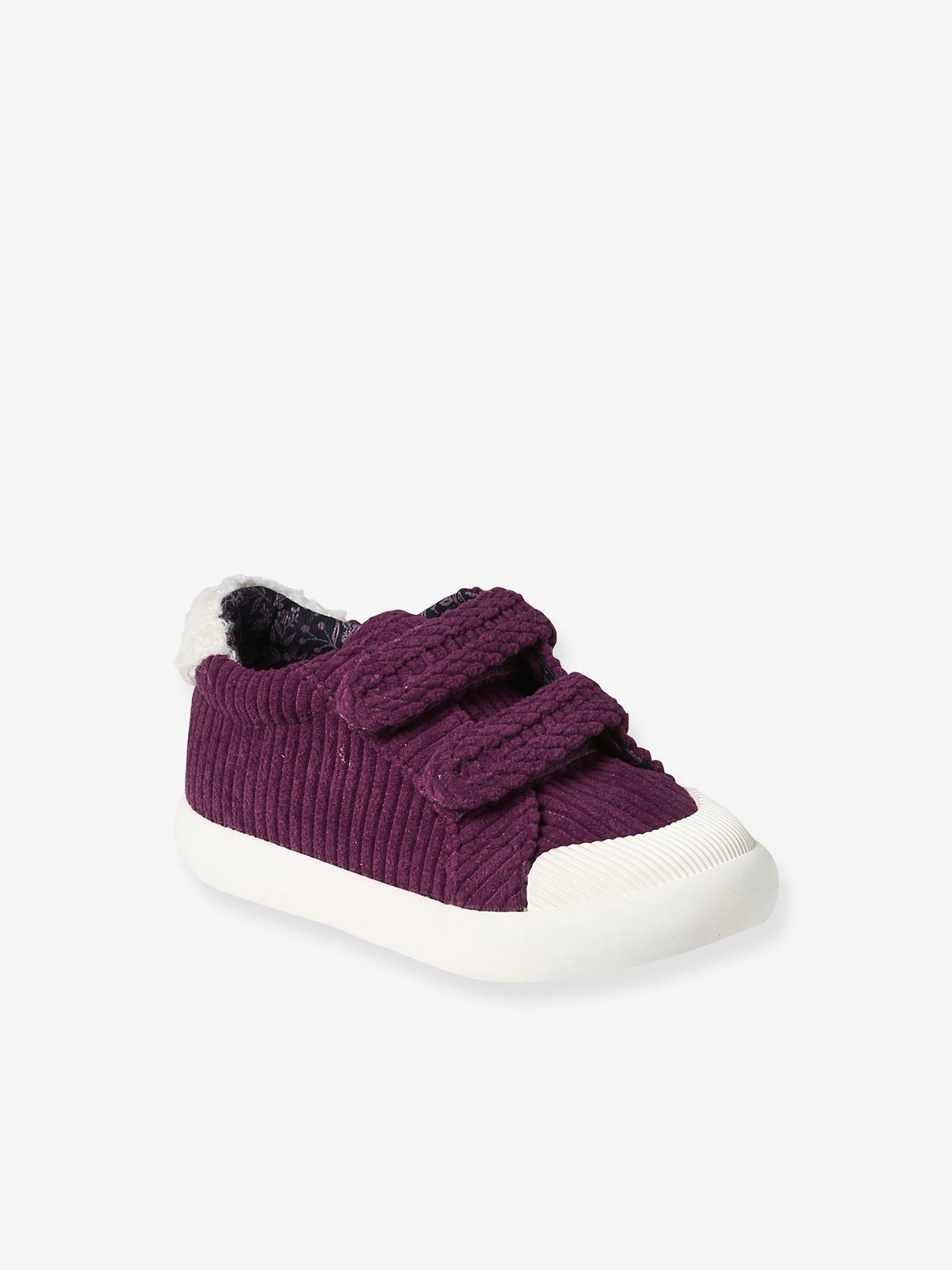 Tênis de lona infantil com fecho de velcro, rosa antigo