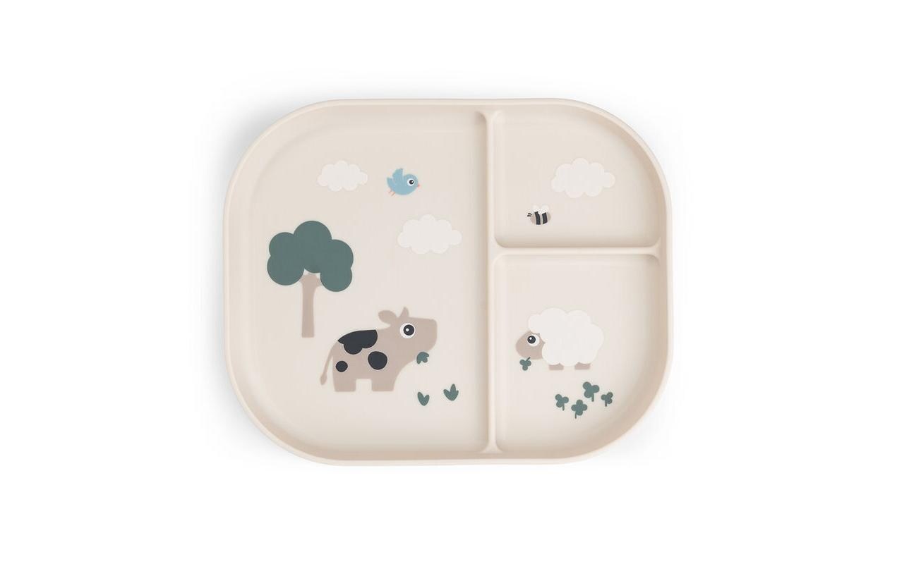 Kinderteller Foodie Tiny Farm SandRutschfester Teller für Kinder