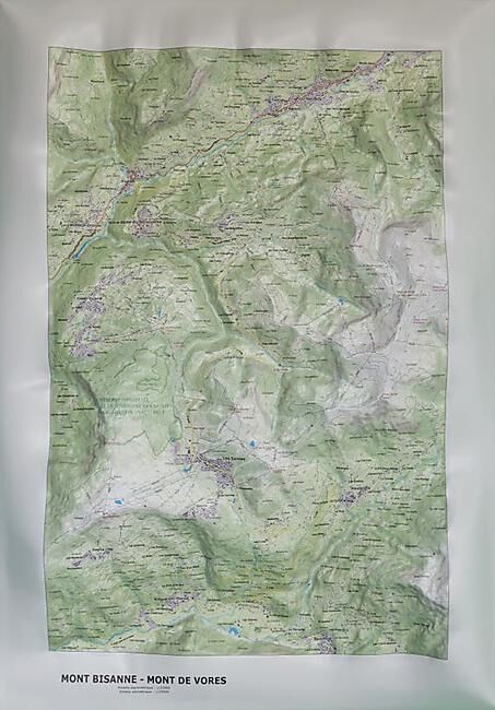 CARTE EN RELIEF MONT BISANNE MONT DE VORES